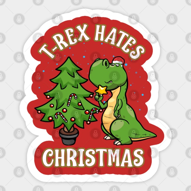 T Rex Hates Christmas Dinosaur Sticker by E